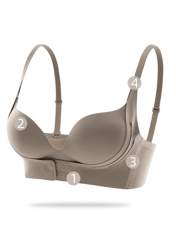 Front-Closure Seamless Push-Up Breathable Bralette LightGray