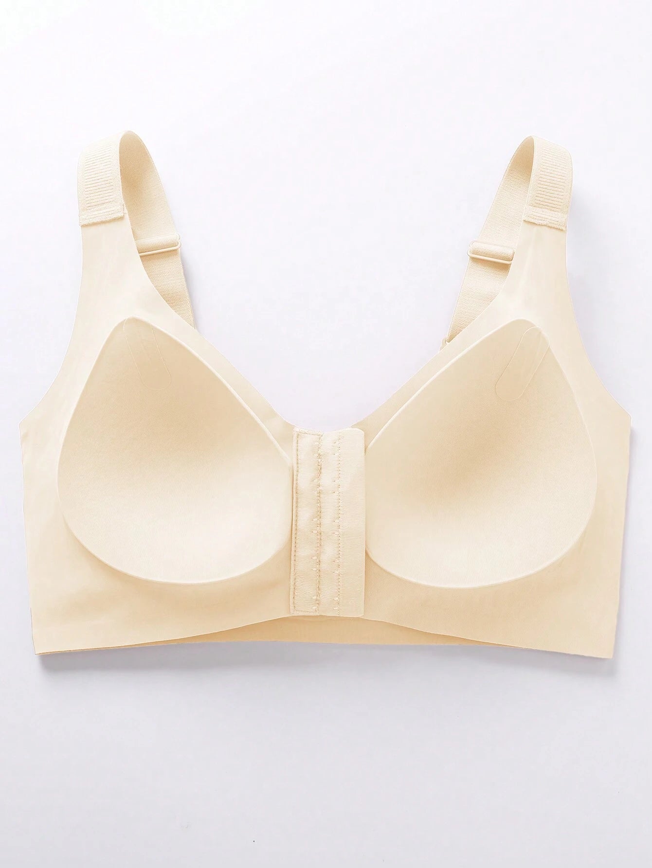 Front Closure Plus Size Seamless Bra,Back To Gather And Prevent Drooping Beige