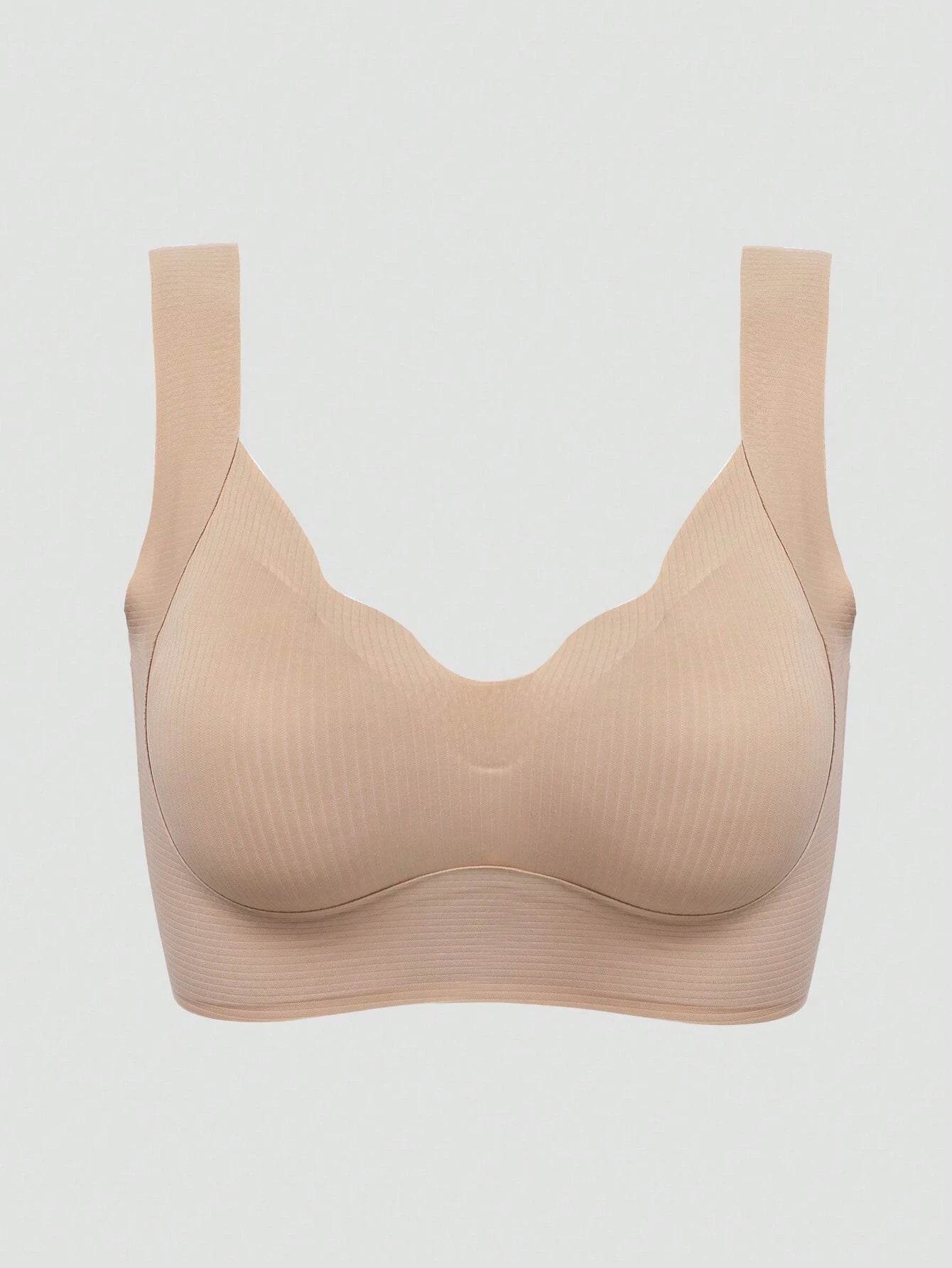 Seamless Casual Comfort Tank Style Seamless V-Neck Yoga Sports Breathable Back Bra Khaki