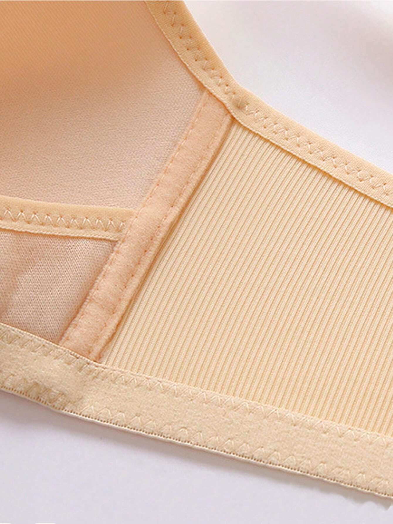 Pregnant Women's Solid Color Front-Closure Nursing Bra With Adjustable Shoulder Straps