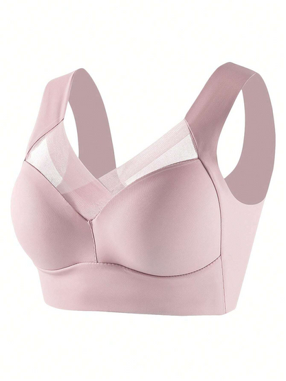 Women's Mesh Seamless Smooth Comfort Wire Free Bra  Pink