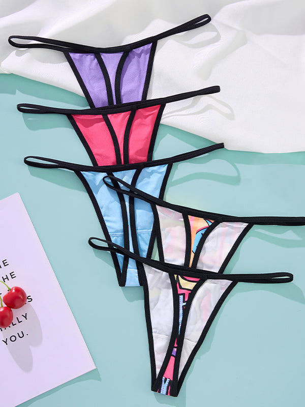 Fun Print Low-rise Sexy T-back Thong