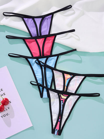 Fun Print Low-rise Sexy T-back Thong