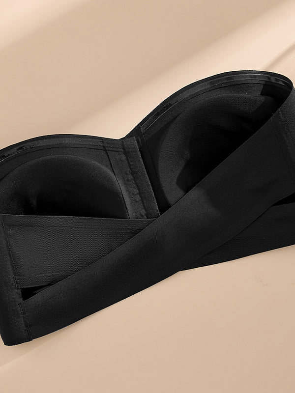 Cross-Style Sexy Front-Closure Push-Up Bra, Strapless and Wireless