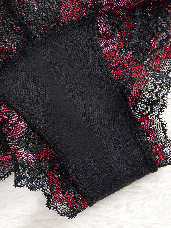 French Lace High-Waist Panties with Unique Embroidery, Breathable Underwear