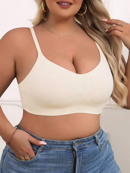 Large-Size Ice Silk U-Neck Wireless Push-Up and Anti-Sagging Bra