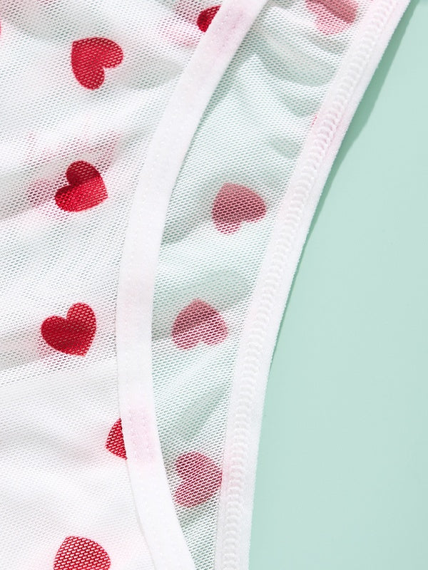 Unique Print Mesh Sheer Sexy Low-Waist Breathable Underwear