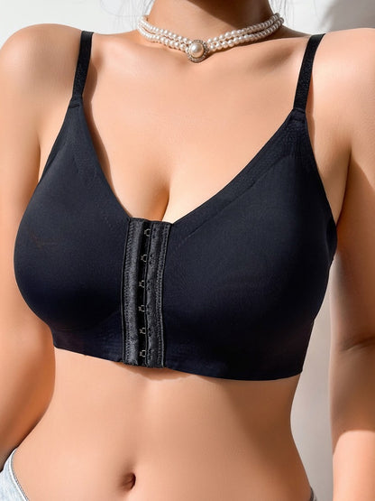 Women's Seamless Gathered Front-Closure Adjustable Wireless Bra