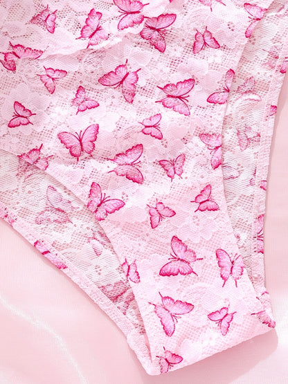 Personalized Butterfly Embroidery Lace Sheer Comfortable Cotton Breathable Low-Rise Underwear