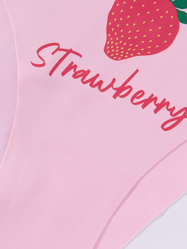 Personalized Fruit Print Seamless Breathable Ruffled Low Waist Underwear