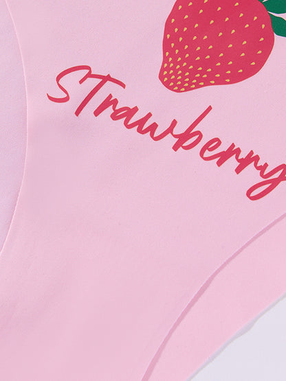 Personalized Fruit Print Seamless Breathable Ruffled Low Waist Underwear