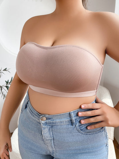 Lightweight Seamless Wire-Free Comfortable Solid Color Simple Side-Closure Strapless Bra