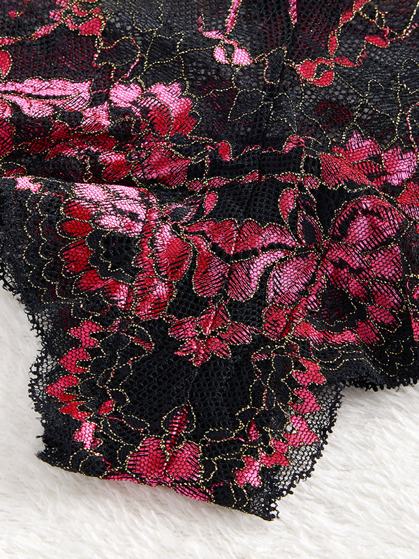 French Lace High-Waist Panties with Unique Embroidery, Breathable Underwear