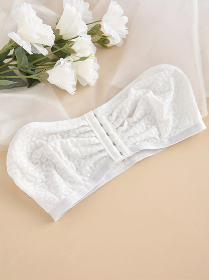 Heart Embroidery Sexy Lace Non-Slip Front Closure Bra White