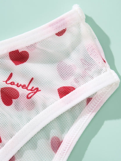Unique Print Mesh Sheer Sexy Low-Waist Breathable Underwear