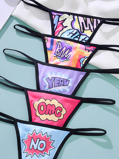 Fun Print Low-rise Sexy T-back Thong