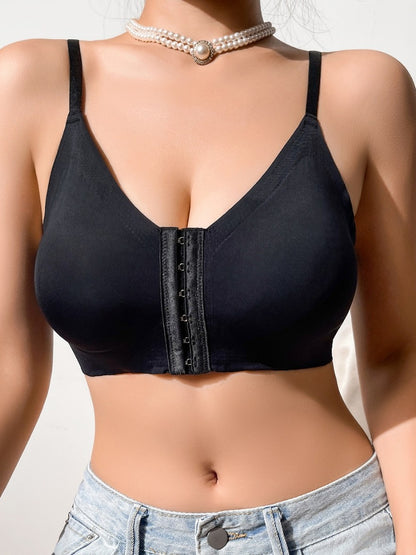 Women's Seamless Gathered Front-Closure Adjustable Wireless Bra