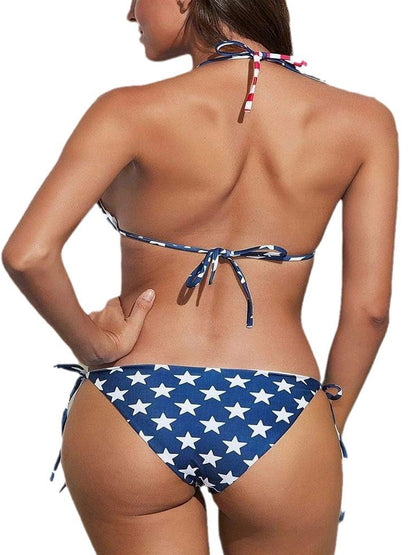 Sexy Two-Piece Triangle Bikini Set with Strappy Top