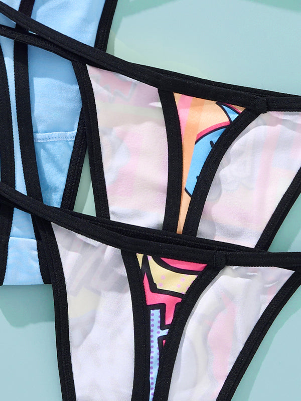 Fun Print Low-rise Sexy T-back Thong