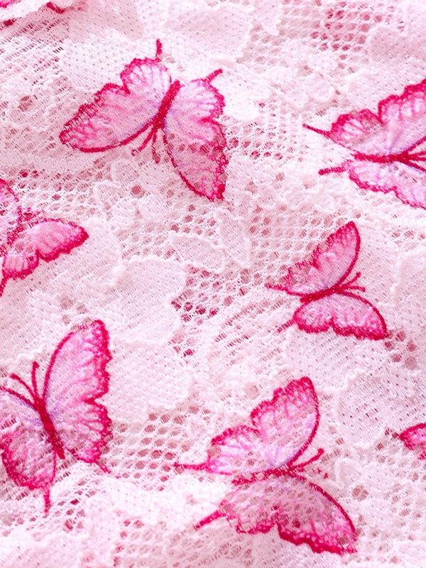 Personalized Butterfly Embroidery Lace Sheer Comfortable Cotton Breathable Low-Rise Underwear