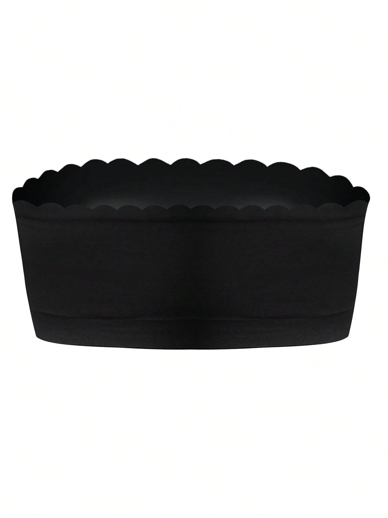 Ribbed Edge Plain Seamless Sexy Gathered Non-Wired Strapless Bra Black