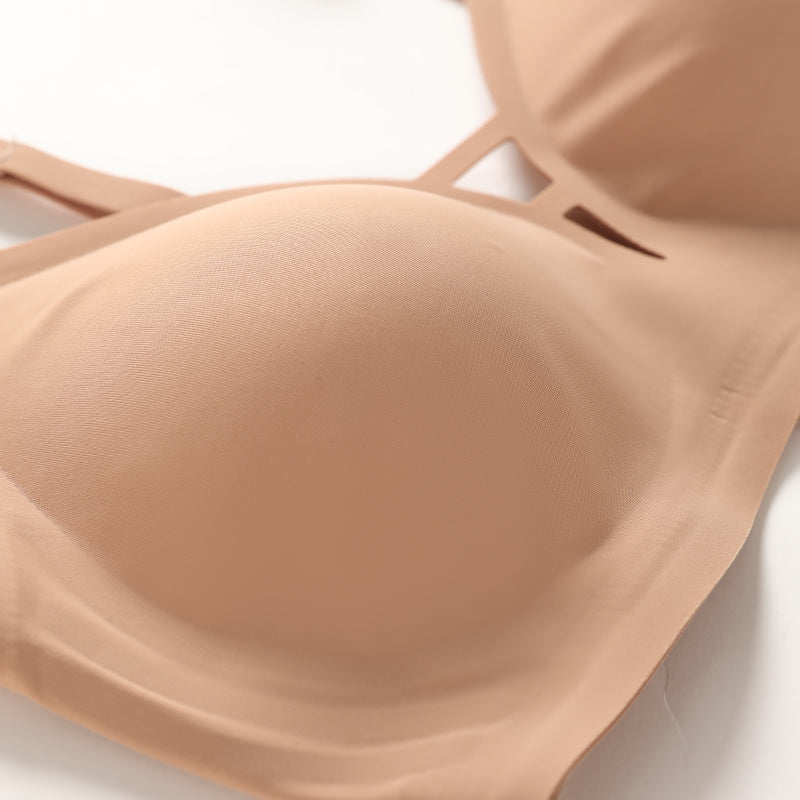Sexy Hollow Out Wireless Bra Brown