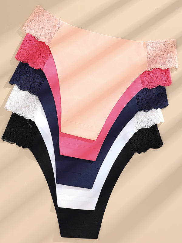 Lace-Trimmed Seamless Breathable Sexy Low-Waist Panties