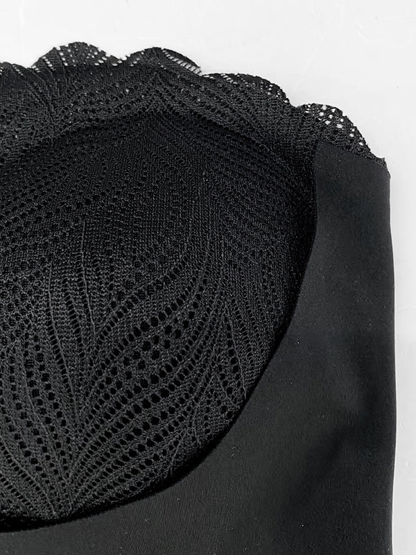 Wave-Edged Side-Opening Push-Up Non-Slip Lace Wireless Bra