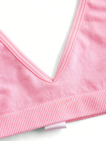 Seamless Strapless Wire-Free Breathable Comfortable Back Bra Pink