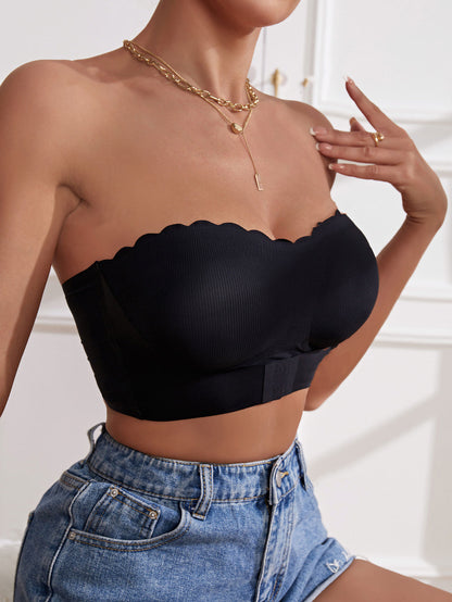 Wire-free Comfort Pleated Bandeau Bra Black