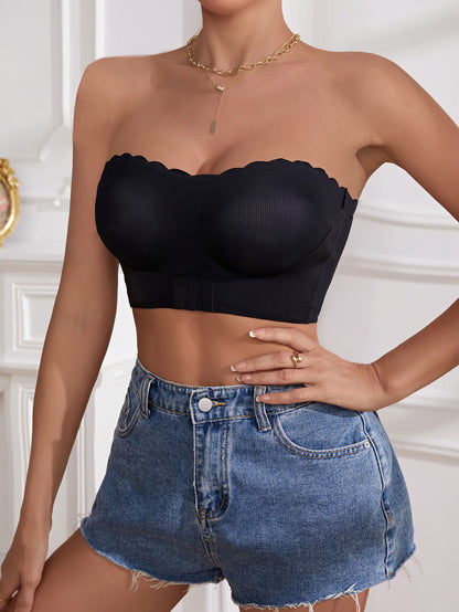 Wire-free Comfort Pleated Bandeau Bra Black