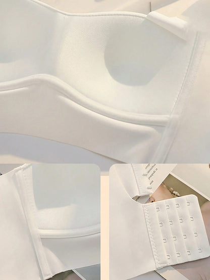 Seamless Gathered Thin Wireless Anti-Sag Sports Bra