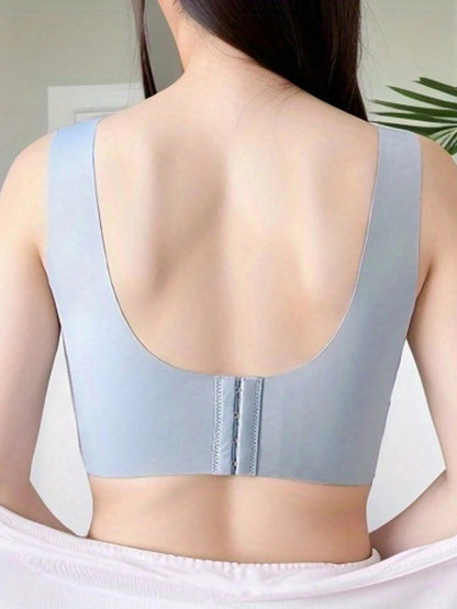 Seamless Gathered Thin Wireless Anti-Sag Sports Bra