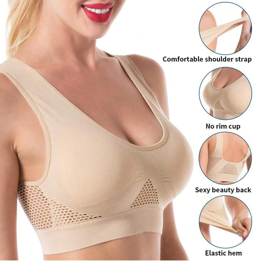 Ventilate Mesh Medium Support Plus Size Wireless Sports Bra