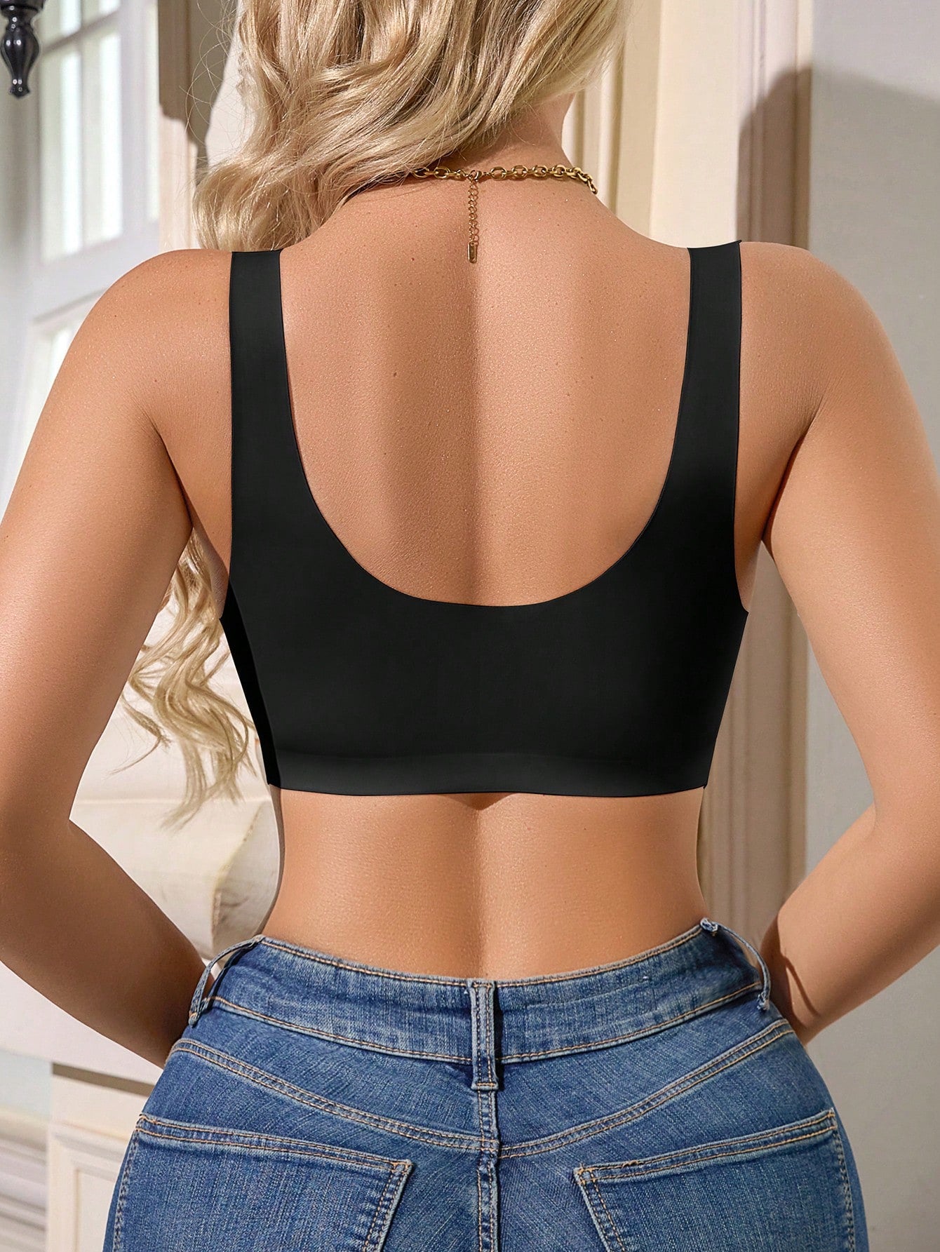 Women Casual Comfortable Seamless Front-Closure Wireless Bra Black
