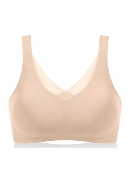 V-neck Seamless Comfort Everyday T-Shirt Wireless Bra Ivory