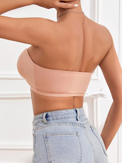 Women's Front Closure Tube Bralette Strapless No Padded Wireless Bandeau Bra RosyBrown