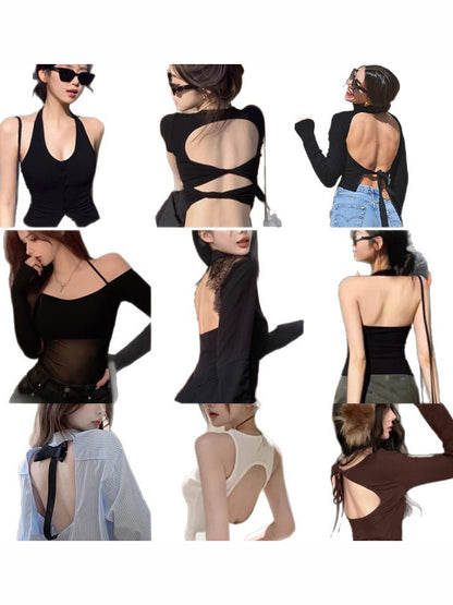 Halter Neck Backless Triangle Cup Strapless Front-Clasp Spaghetti Strap Bra