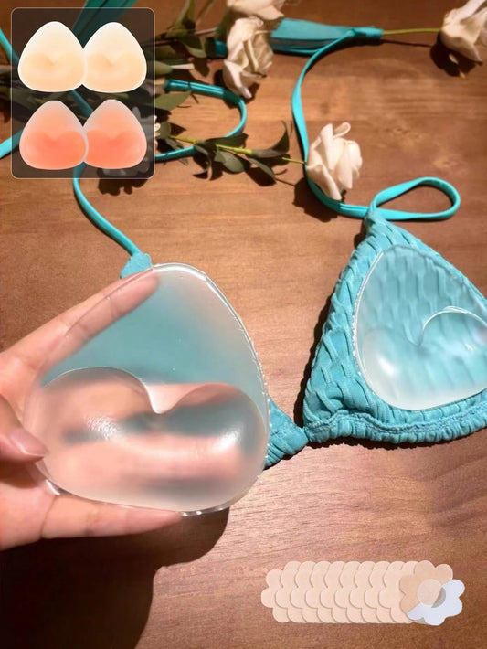 Silicone Invisible Bikini Strap Self-Adhesive Cute Seamless Inserted Chest Pad