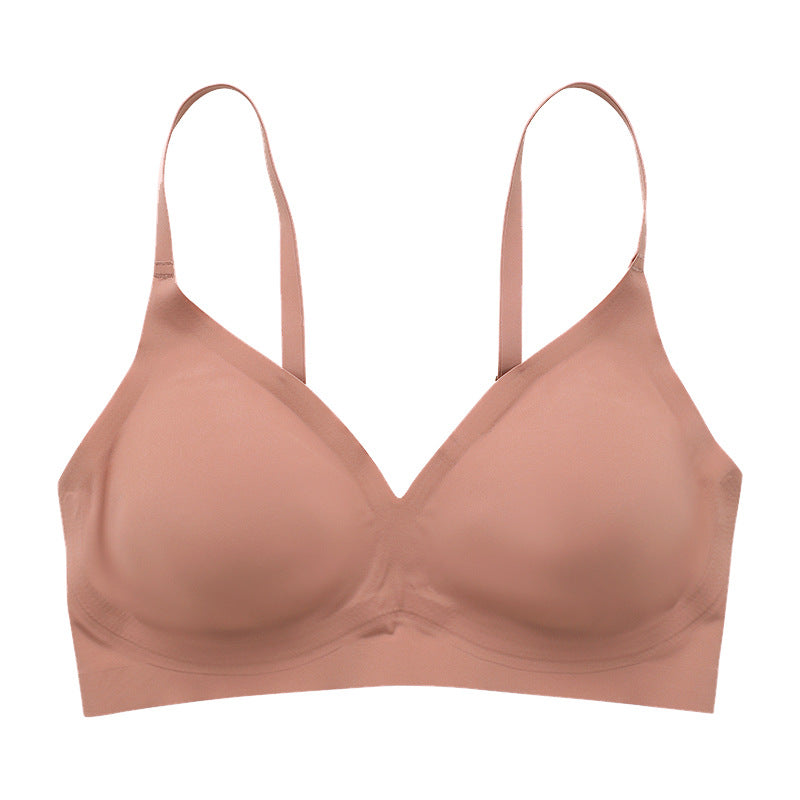 Solid Triangle Seamless Wireless Bra RosyBrown