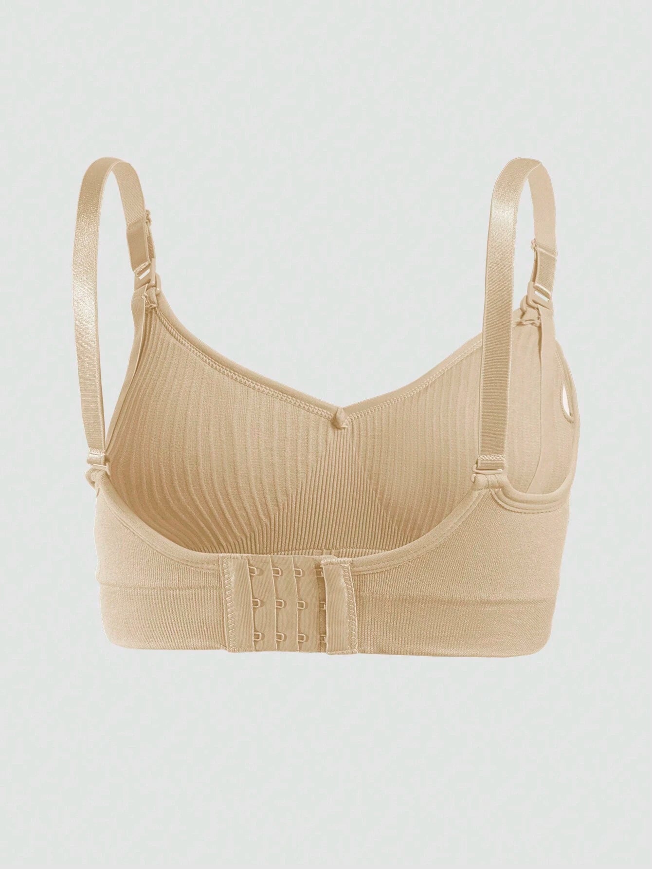 Maternity Nursing Nylon Non-Steel Ring Front Clasp Bra Beige