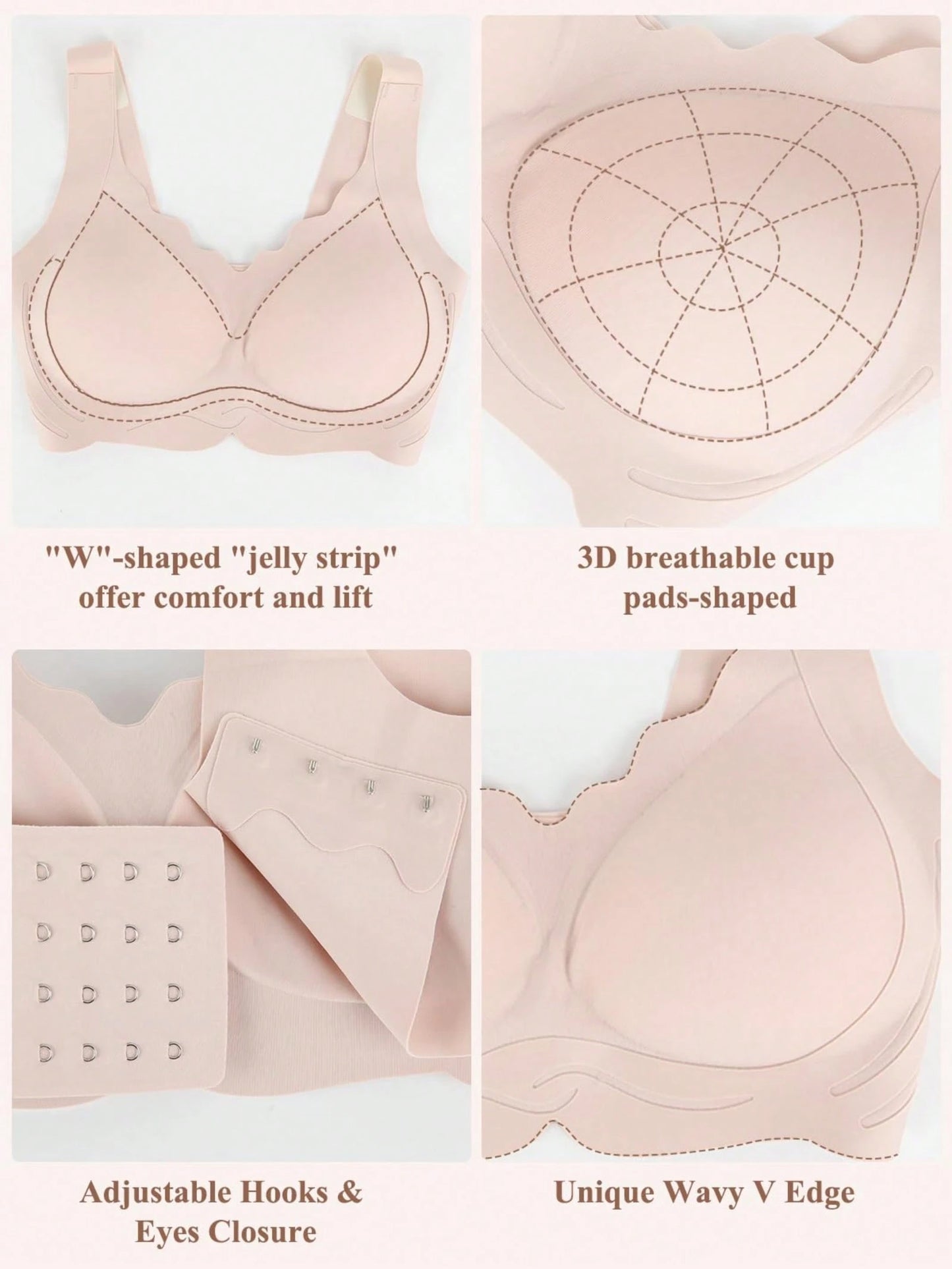 Wireless No Underwire Push Up Seamless Bralettes Full Coverage Everyday Bra