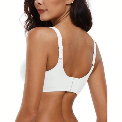 Plus Size Seamless Push-Up Support Bra White