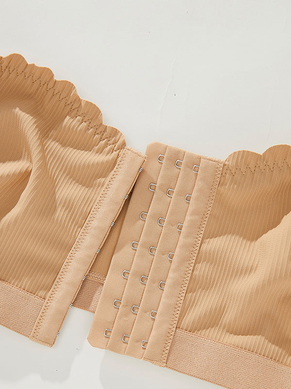 Seamless Breathable Strapless Bandeau with Wave Edge & Front Closure