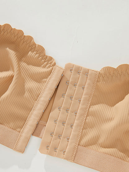 Seamless Breathable Strapless Bandeau with Wave Edge & Front Closure