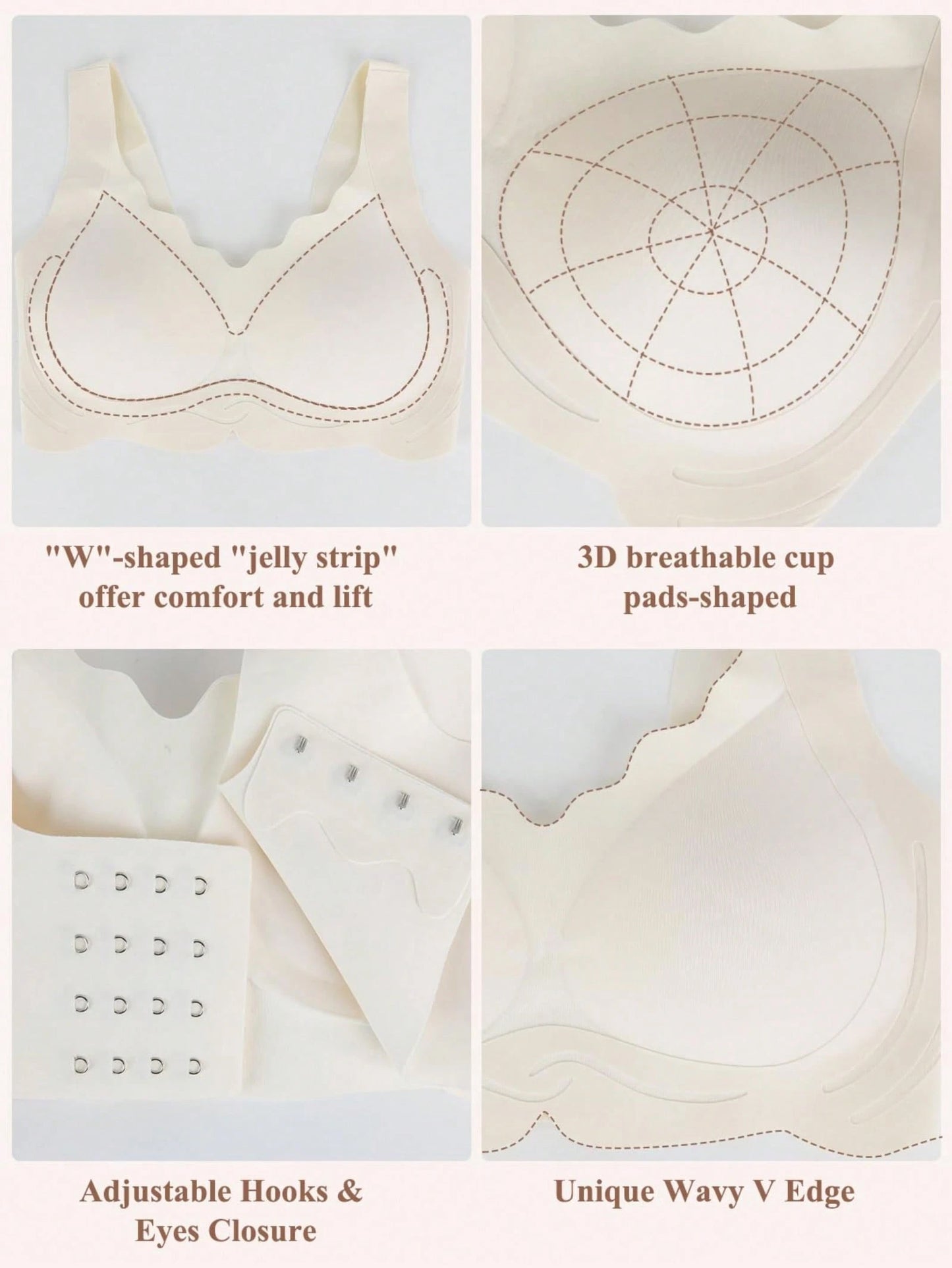 Wireless No Underwire Push Up Seamless Bralettes Full Coverage Everyday Bra White