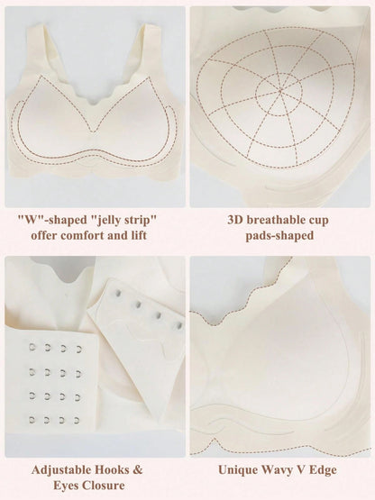 Wireless No Underwire Push Up Seamless Bralettes Full Coverage Everyday Bra White