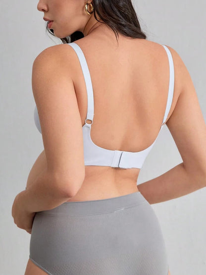 Soft Gel Seamless Wireless One-Piece Fixed Cup Nursing Bra Lightblue