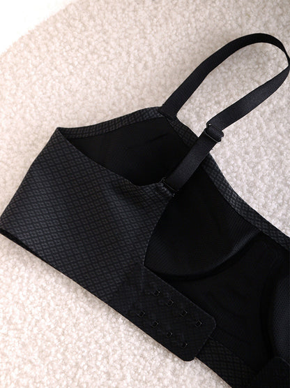 Seamless Thin Cup Gathering Anti-Sagging Wireless Soft Support Bra Black