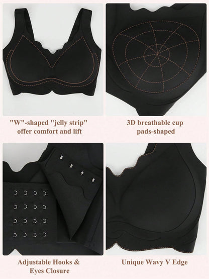 Wireless No Underwire Push Up Seamless Bralettes Full Coverage Everyday Bra Black